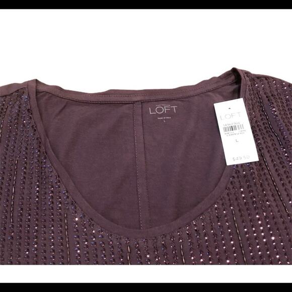 Loft eggplant sequins tee - Picture 2 of 3
